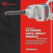 DURAFORCE Ingersoll Rand 2850MAX-6 1" Impact Wrench with 6" Extension Anvil