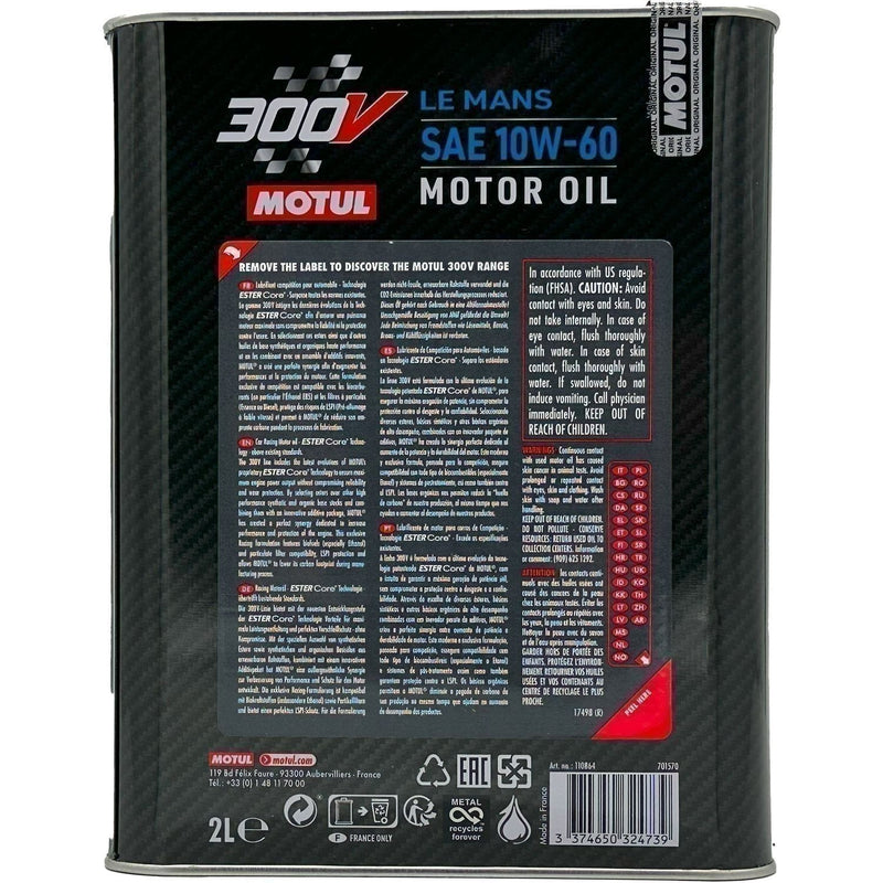 DURAFORCE Motul 300V LeMans 10W60 Racing Motor Oil 2L High Performance Synthetic