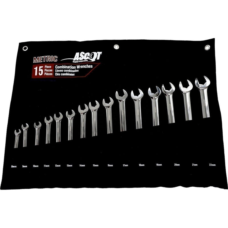 DURAFORCE Ascot 15-Piece Metric Combination Wrench Set - Long Handle Tools