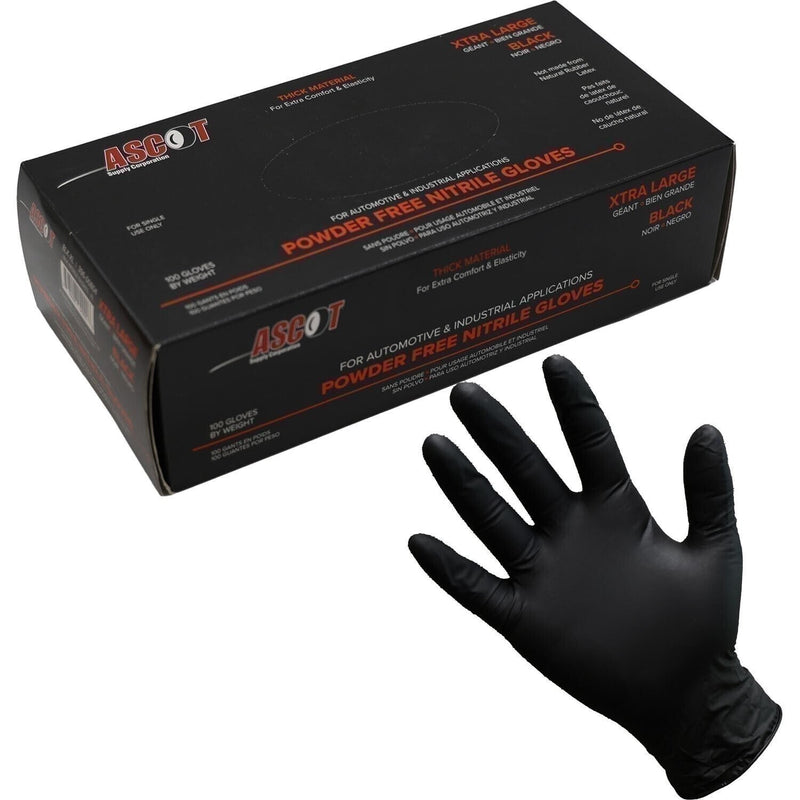 DURAFORCE Ascot Black Nitrile Gloves XL 5 Mil Powder Free Box of 100