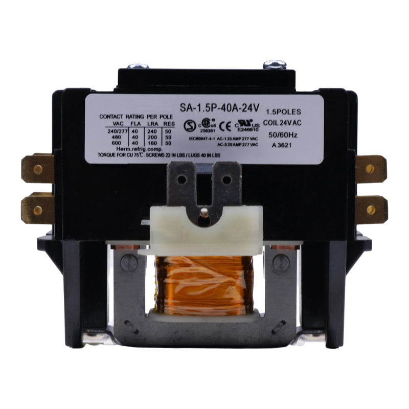 DURAFORCE Coil Definite Purpose Contactor SA-1.5P 40A 24V 1.5 Pole Air Conditioner