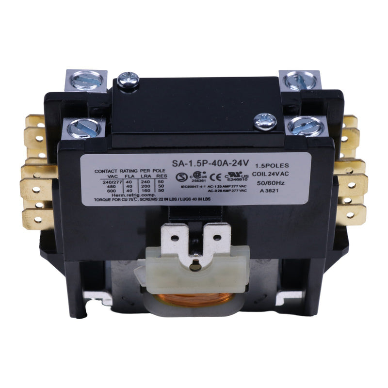 DURAFORCE Coil Definite Purpose Contactor SA-1.5P 40A 24V 1.5 Pole Air Conditioner