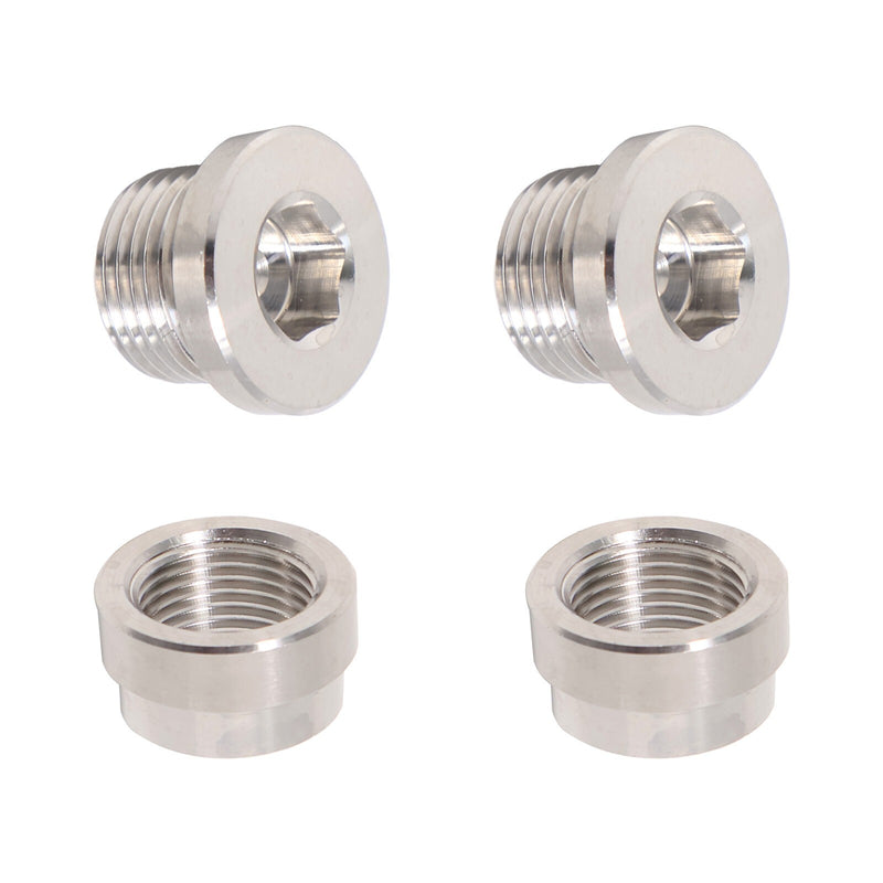 DURAFORCE 2 Pack Stainless Steel O2 Oxygen Sensor Bung & Hex Plug Kit M18 x 1.5