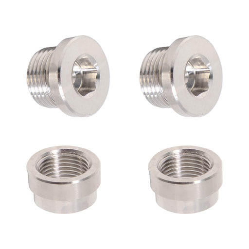 DURAFORCE 2 Pack Stainless Steel O2 Oxygen Sensor Bung & Hex Plug Kit M18 x 1.5