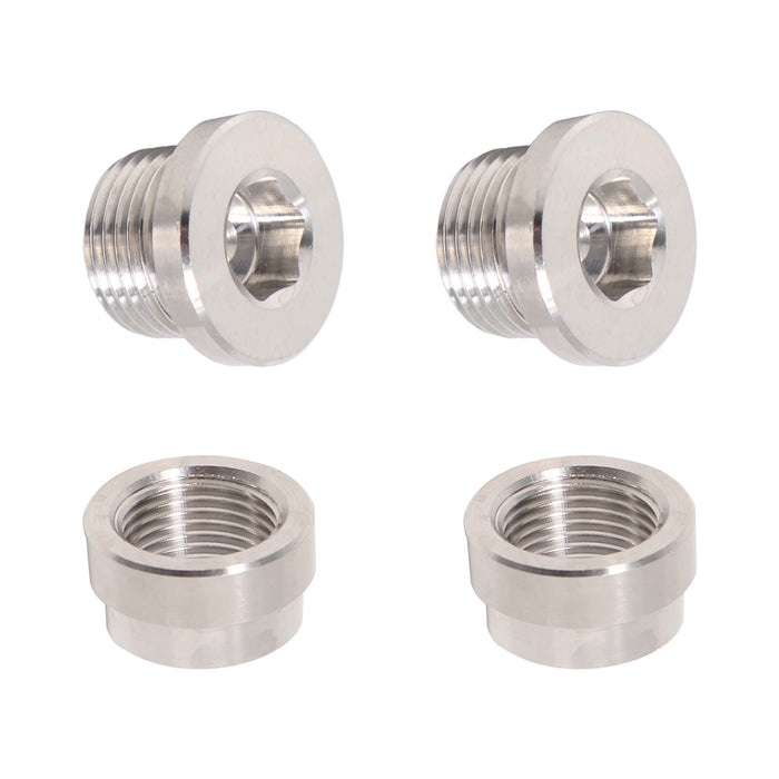 DURAFORCE 2 Pack Stainless Steel O2 Oxygen Sensor Bung & Hex Plug Kit M18 x 1.5
