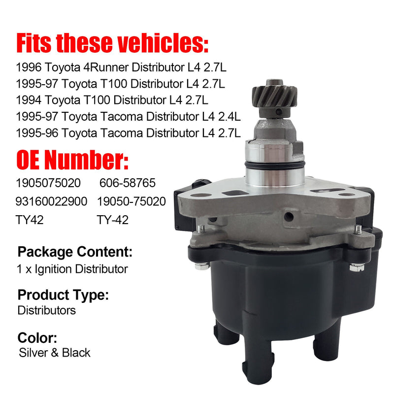 DURAFORCE Ignition Distributor for Toyota 4Runner Tacoma 2.7L L4 1994-1997 1905075020