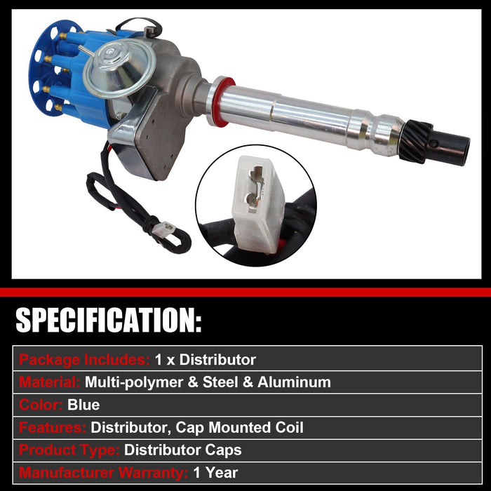 DURAFORCE Ignition Distributor with Cap & Rotor for Chevy SBC BBC 283 305 327 350 454 V8