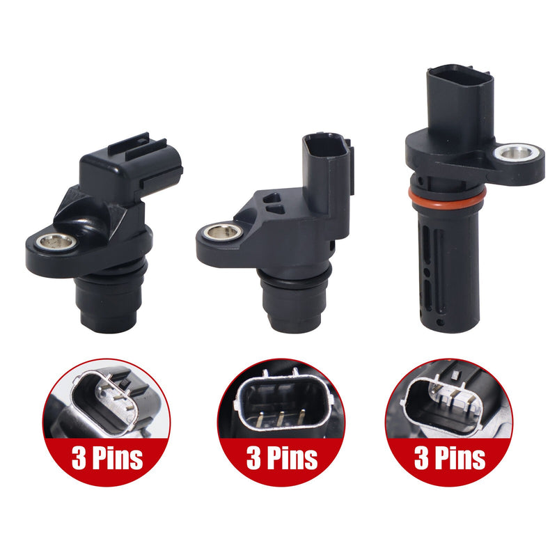 DURAFORCE 3 Pcs Camshaft & Crankshaft Position Sensor for Acura Honda 2003-2011 L4 2.4L