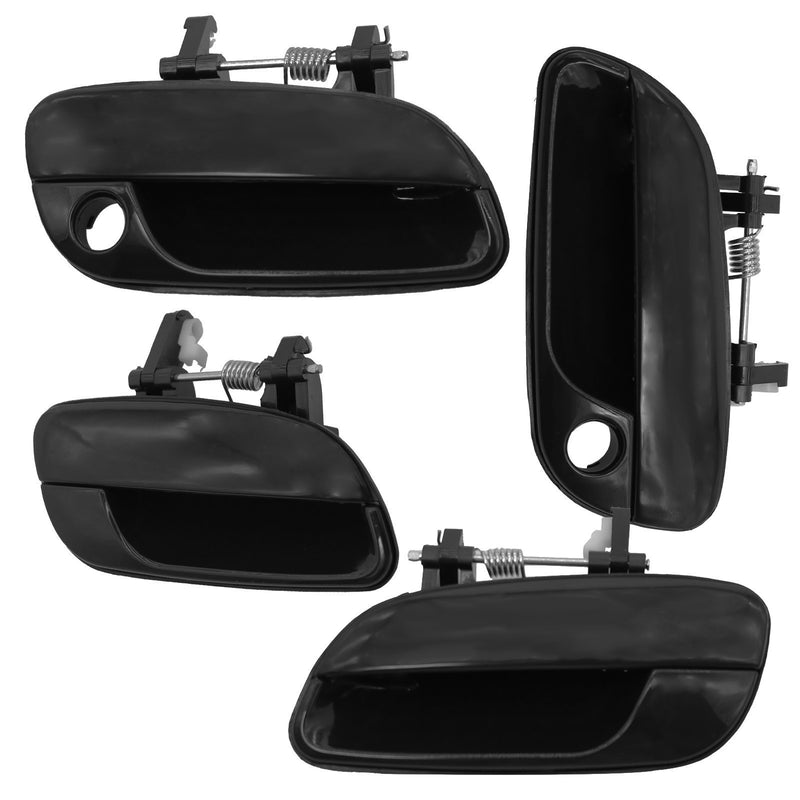 DURAFORCE 4Pcs Black Door Handle Set Front w/Keyhole for 2001-2006 Hyundai Elantra