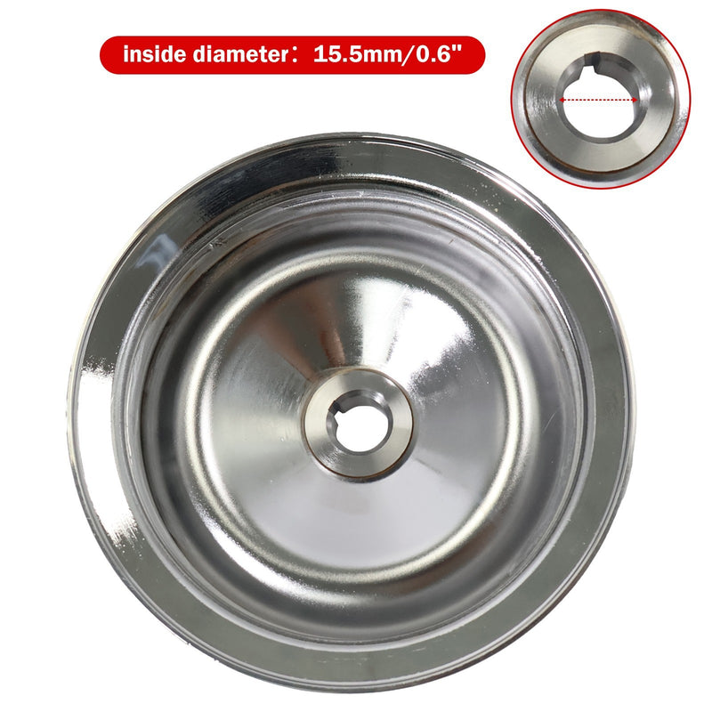 DURAFORCE Chrome Power Steering Pump Pulley Double Groove Saginaw GM Chevy Belt