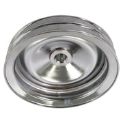 DURAFORCE Chrome Power Steering Pump Pulley Double Groove Saginaw GM Chevy Belt