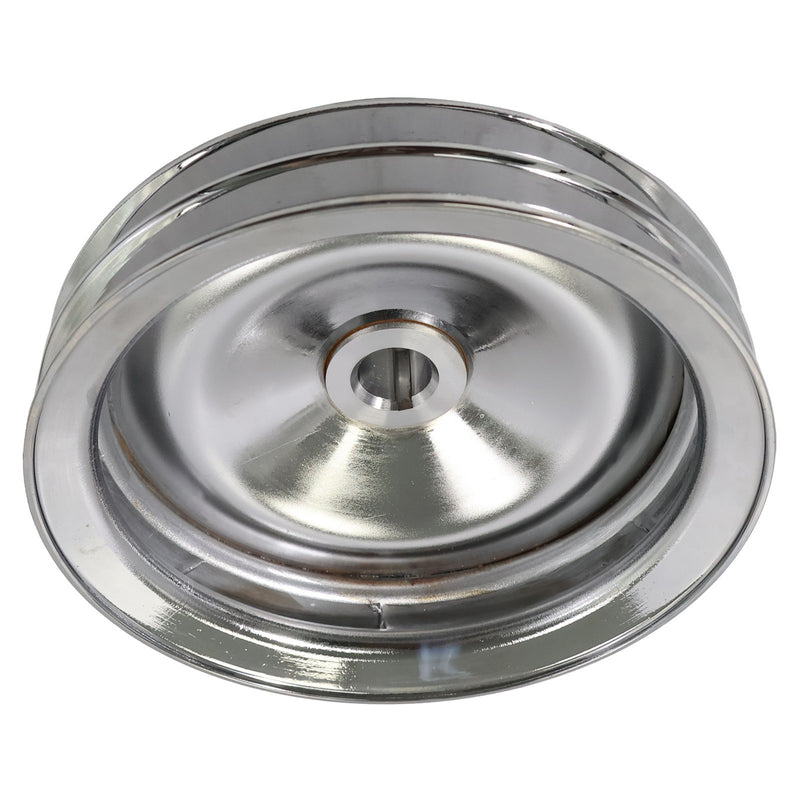 DURAFORCE Chrome Power Steering Pump Pulley Double Groove Saginaw GM Chevy Belt