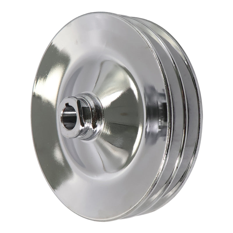 DURAFORCE Chrome Power Steering Pump Pulley Double Groove Saginaw GM Chevy Belt