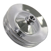 DURAFORCE Chrome Power Steering Pump Pulley Double Groove Saginaw GM Chevy Belt