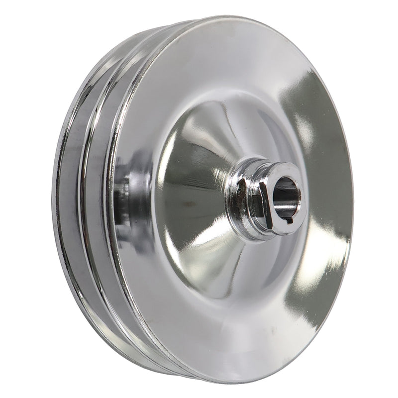 DURAFORCE Chrome Power Steering Pump Pulley Double Groove Saginaw GM Chevy Belt