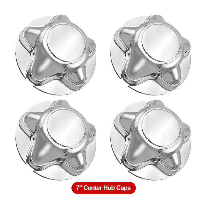 DURAFORCE 4Pcs 7" Chrome Hub Wheel Center Caps for 97-03 Ford F150 F-150