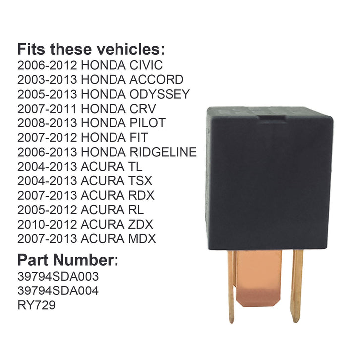 DURAFORCE RY729 Fuel Pump Relay for Honda Accord CR-V RL TSX Civic 2003-2020 39794-SDA-004