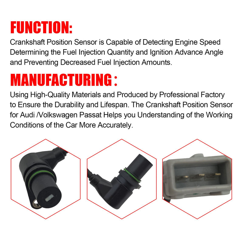 DURAFORCE Volkswagen Passat Audi A4 Quattro Crankshaft Position Sensor 050906433