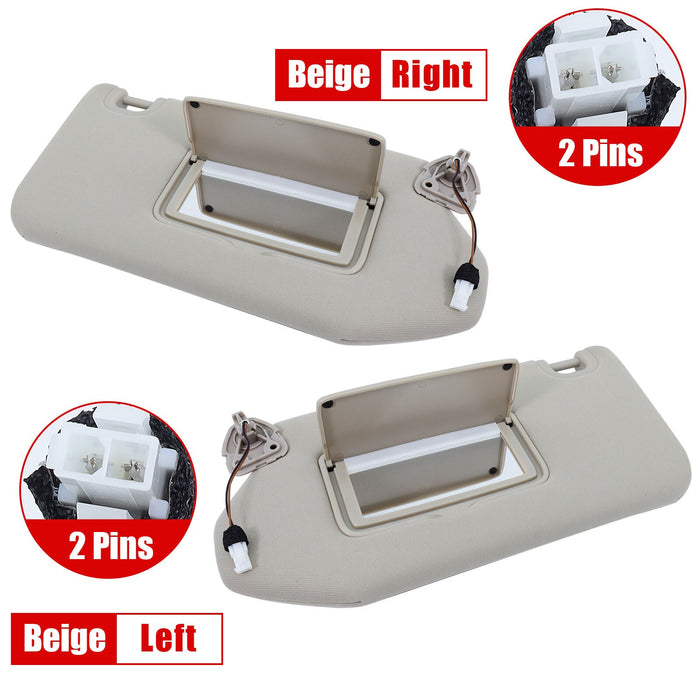 DURAFORCE 2x INFINITI JX35 QX60 Beige Sun Visor Passenger & Driver 964009PB0A