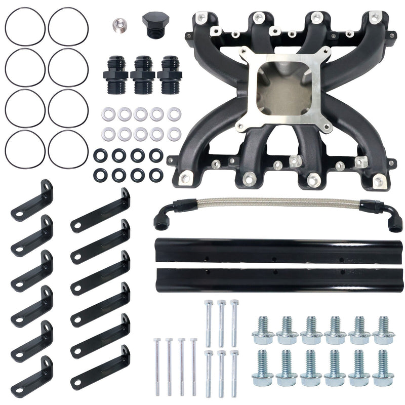 DURAFORCE GM LS1 LS2 LS6 EFI Aluminum Intake Manifold Kit w/ Fuel Rails Single-Plane