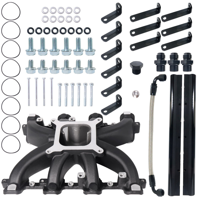 DURAFORCE GM LS1 LS2 LS6 EFI Aluminum Intake Manifold Kit w/ Fuel Rails Single-Plane