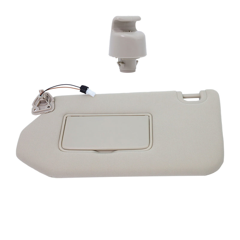 DURAFORCE New Left Driver Sun Visor w/ Mirror & Clip Beige for 13-18 Nissan Pathfinder