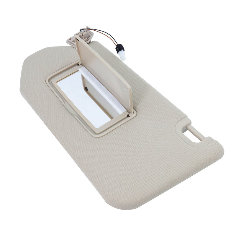 DURAFORCE New Left Driver Sun Visor w/ Mirror & Clip Beige for 13-18 Nissan Pathfinder