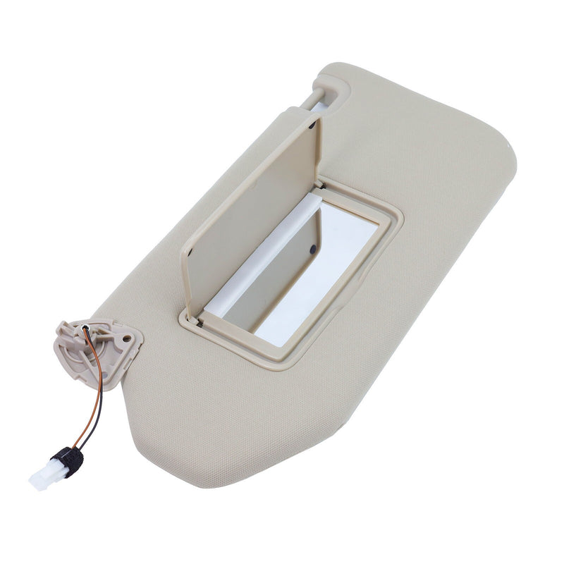 DURAFORCE New Left Driver Sun Visor w/ Mirror & Clip Beige for 13-18 Nissan Pathfinder