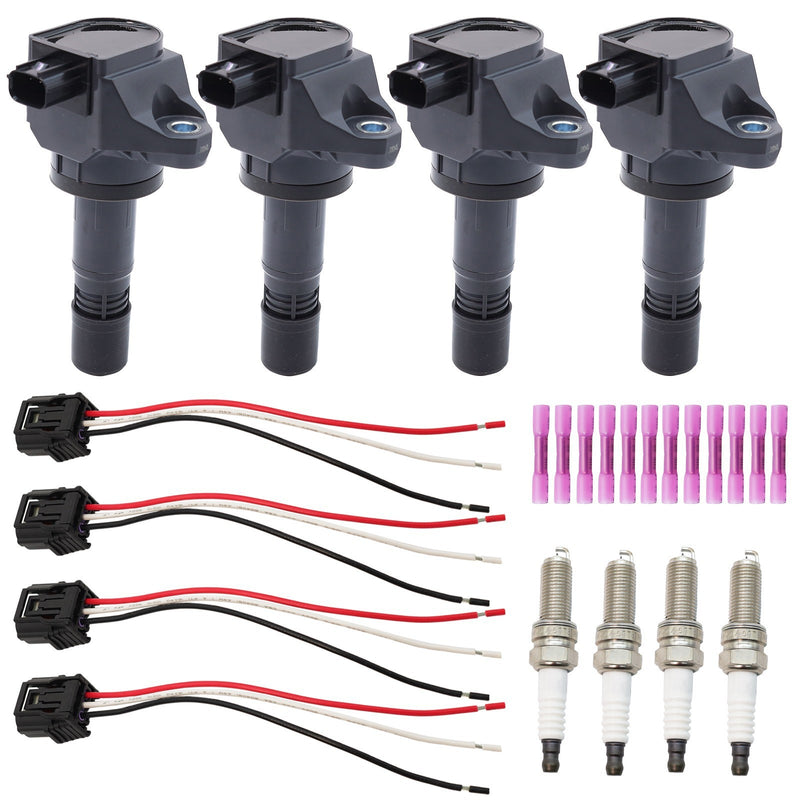DURAFORCE 4 Ignition Coils + Connectors + Spark Plugs for Acura ILX 2.0L Honda Civic HR-V