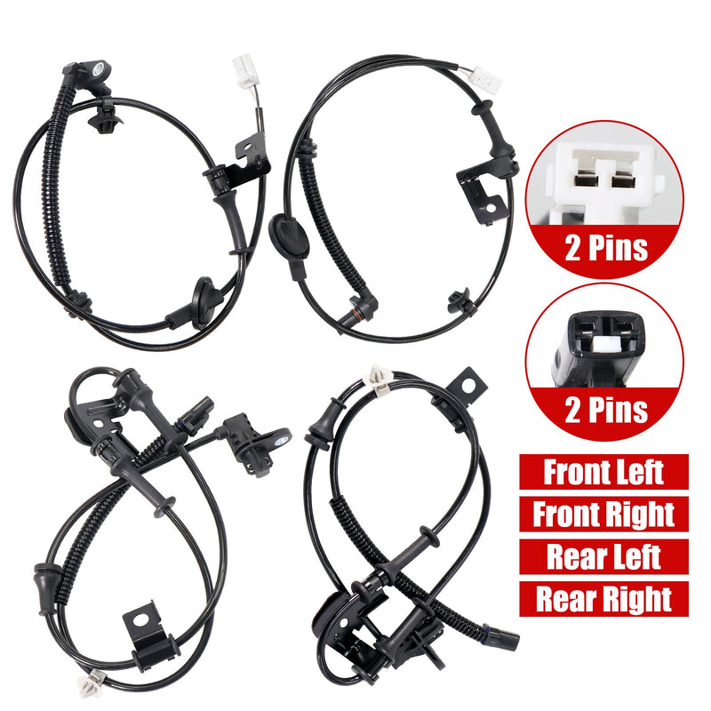 DURAFORCE 4 ABS Wheel Speed Sensors for Hyundai Accent 2012-2017 L4 1.6L Set