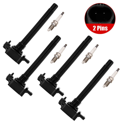 DURAFORCE 4 Ignition Coils & Spark Plugs for Jeep Cherokee Compass Chrysler 200 2.4L L4