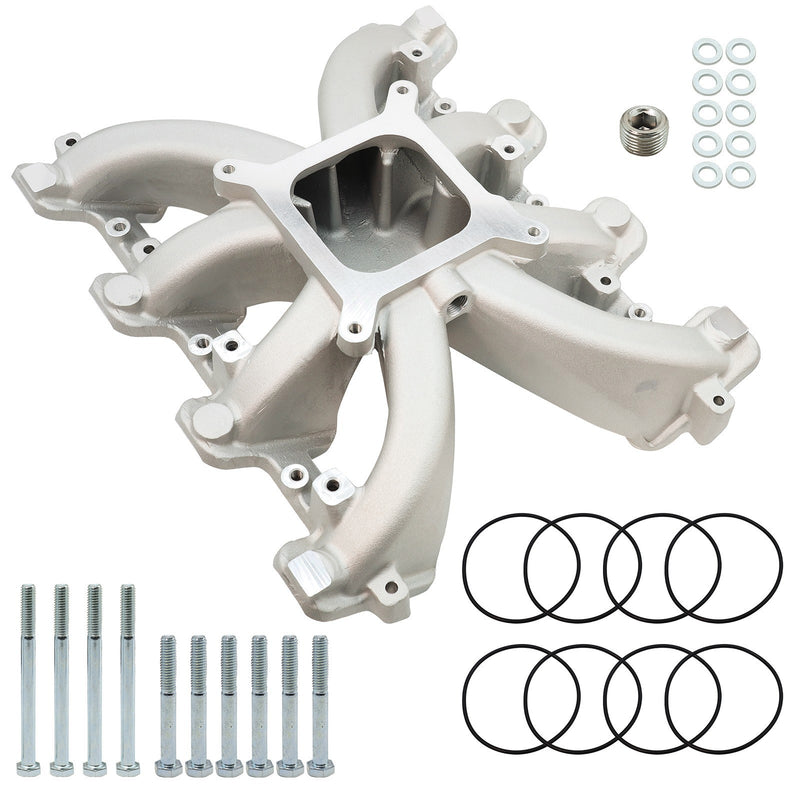 DURAFORCE Silver 300-132 Single Plane Carb Intake Manifold for GM LS Gen III & IV Engines
