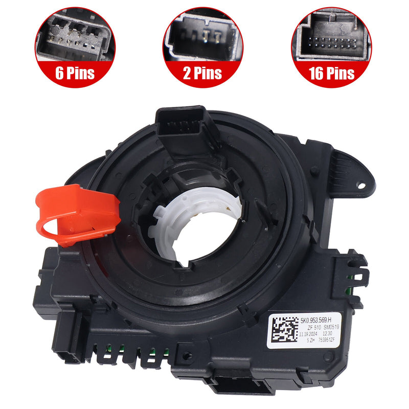 DURAFORCE 5K0953569H Clock Spring for VW Jetta Eos Audi A1 Q3 Skoda 2011-2018