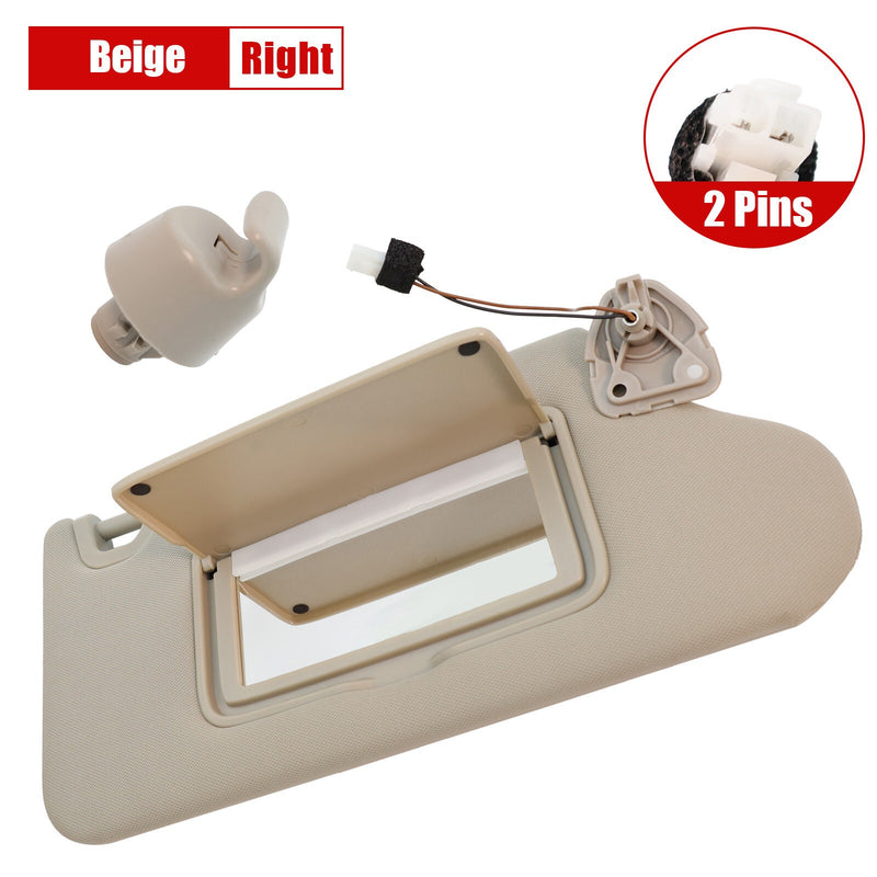 DURAFORCE For Nissan Altima 13-18 Beige Passenger Side Sun Visor w/Lights&Clip 96400-3TA2A