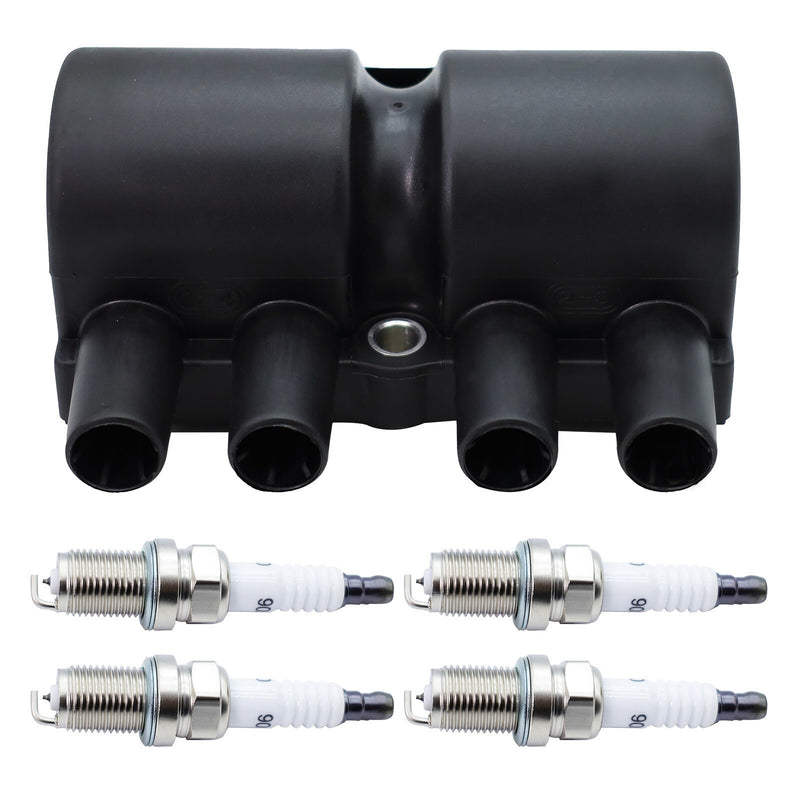 DURAFORCE 1Pcs Ignition Coil & 4Pcs Spark Plug For Chevrolet Pontiac Suzuki Reno