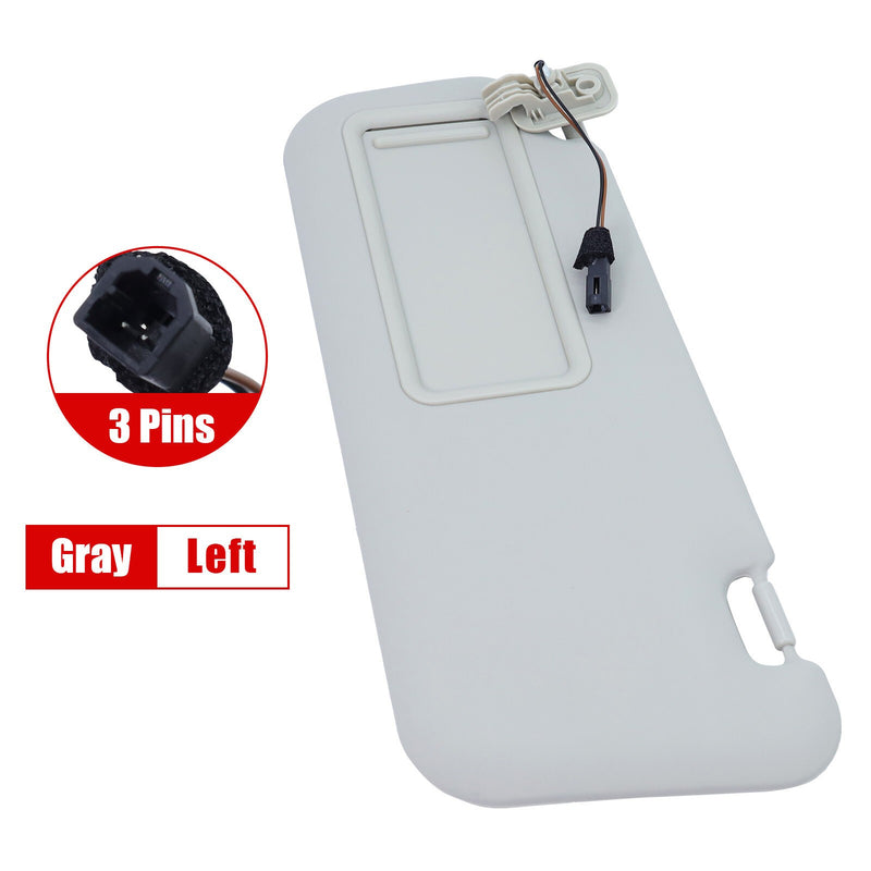 DURAFORCE Gray Left Driver Side Sun Visor W/ Light For 2010 2011 - 2013 Mazda 3 Hatchback