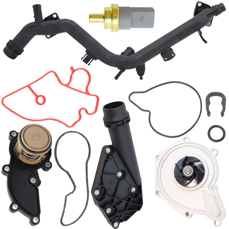 DURAFORCE Water Pump & Thermostat Crossover Pipe Kit for (2009) Audi A4 Quattro 3.2L V6