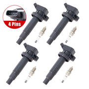 DURAFORCE 4PCS Ignition Coil & Spark Plug for 2000-2008 Toyota Corolla Matrix Celica UF247