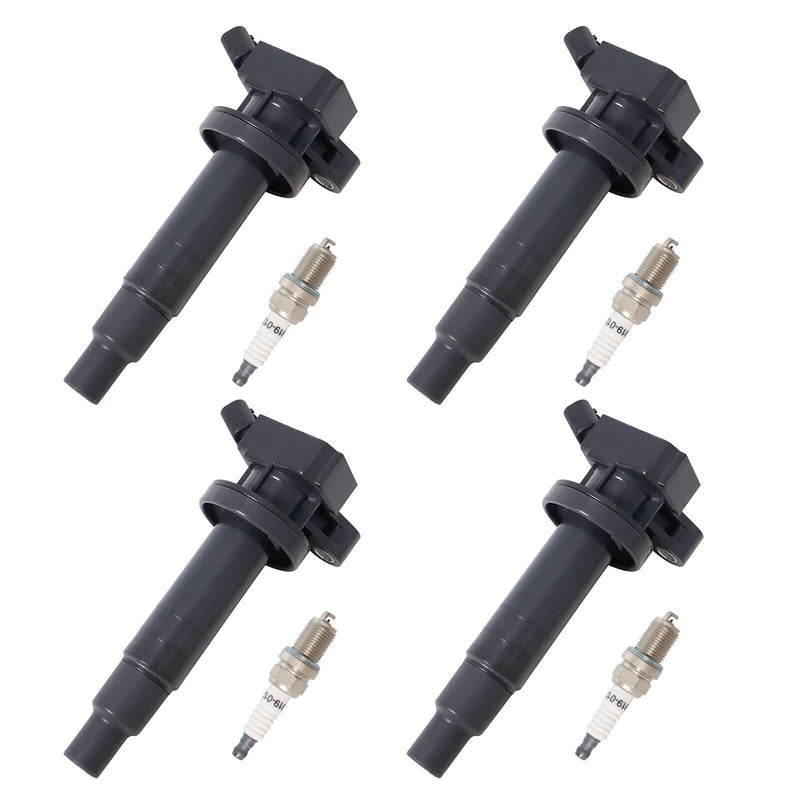 DURAFORCE 4PCS Ignition Coil & Spark Plug for 2000-2008 Toyota Corolla Matrix Celica UF247
