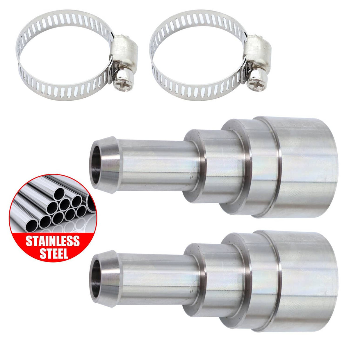 2PCS Heater Core Coolant Hose Connectors For Silverado Tahoe Stainless ...