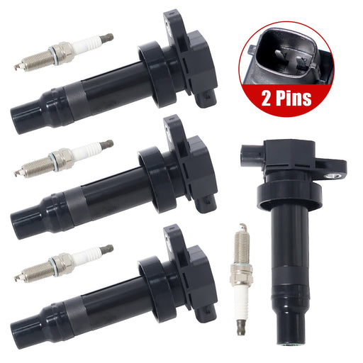 DURAFORCE 4pcs Ignition Coils For Hyundai Accent Kia Soul Rio1.6L 04-19 4pcs Spark Plug