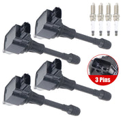 DURAFORCE 4Pcs Ignition Coil & Spark Plug For Nissan Altima Infiniti FX50 l4 V8 22448JA00C