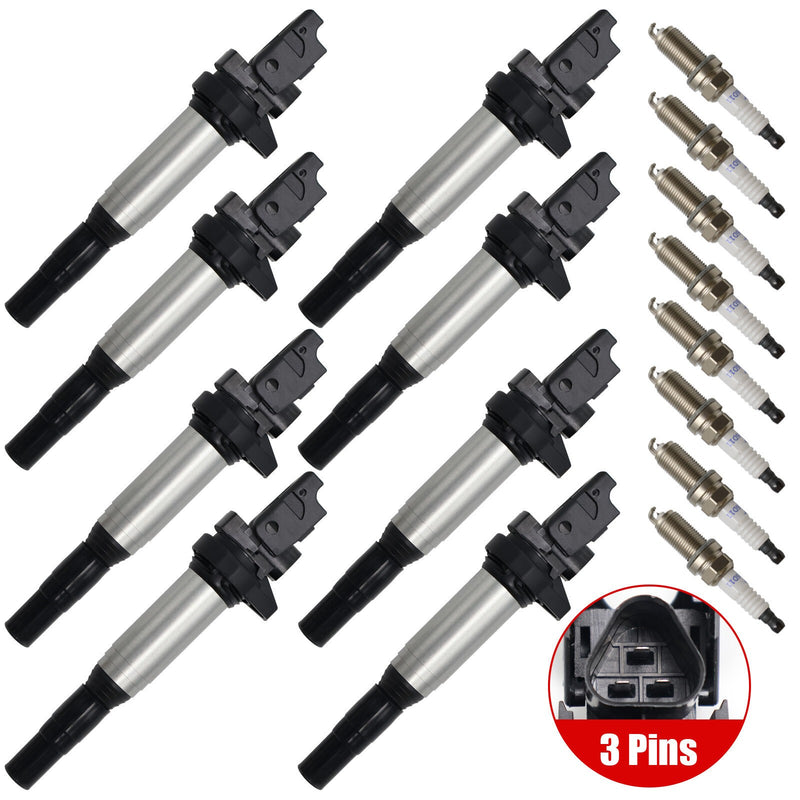 DURAFORCE 8X Ignition Coils + 8X Spark Plugs UF592 For BMW X5 X6 550i 650i 750i 4.4L V8