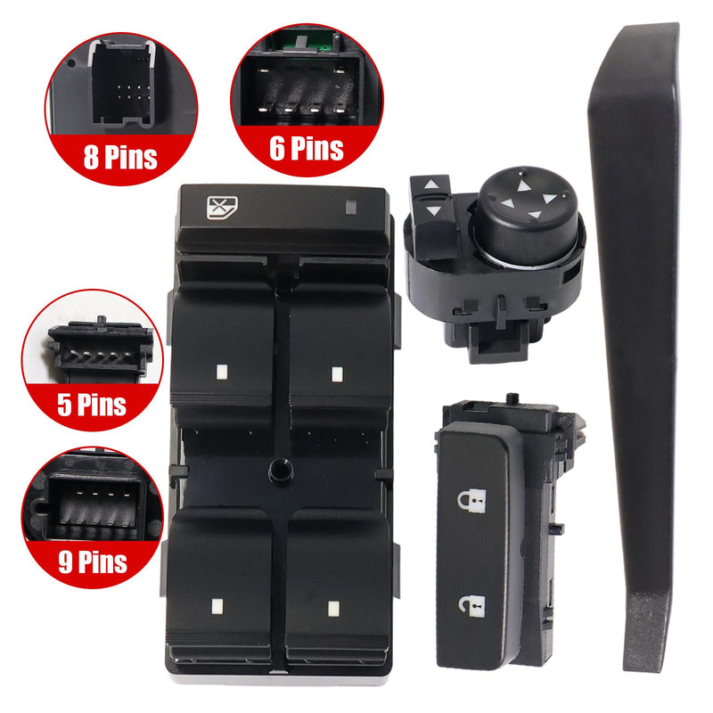 DURAFORCE For Chevrolet Silverado GMC 07-14 3Pcs Switch Control Window Door Lock Mirror