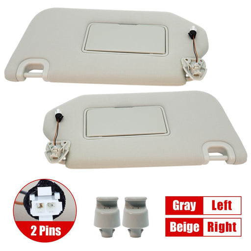 DURAFORCE 2 x Gray Sun Visors For 13-20 Nissan Pathfinder 96400-9PB0A 96401-9PB0A LH/RH