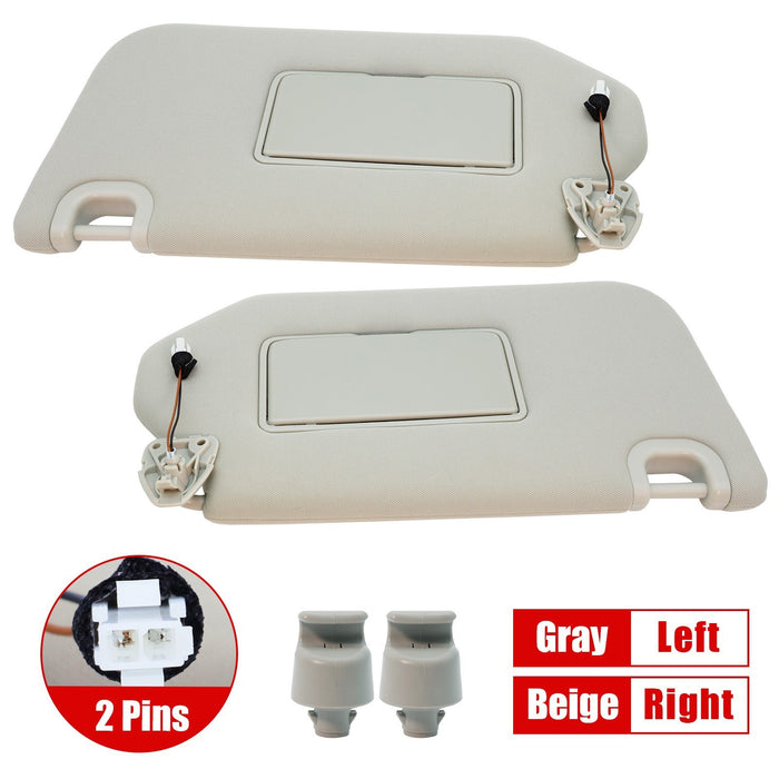 DURAFORCE 2 x Gray Sun Visors For 13-20 Nissan Pathfinder 96400-9PB0A 96401-9PB0A LH/RH