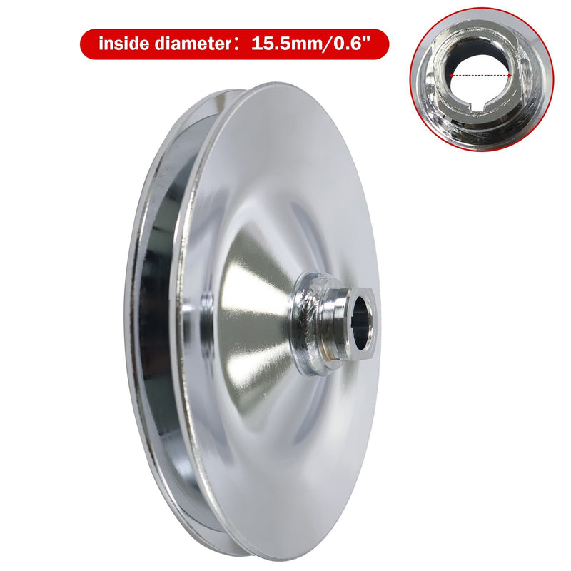 DURAFORCE Chevy Power Steering Pulley Saginaw Pump Keyway Style 1 Groove Chrome