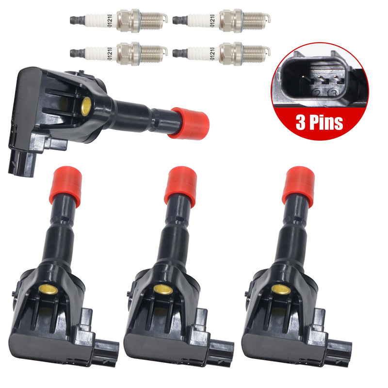 DURAFORCE 4Pcs Ignition Coil & Spark Plug For 09-14 Honda Fit 1.5L L4 673-2312 UF626