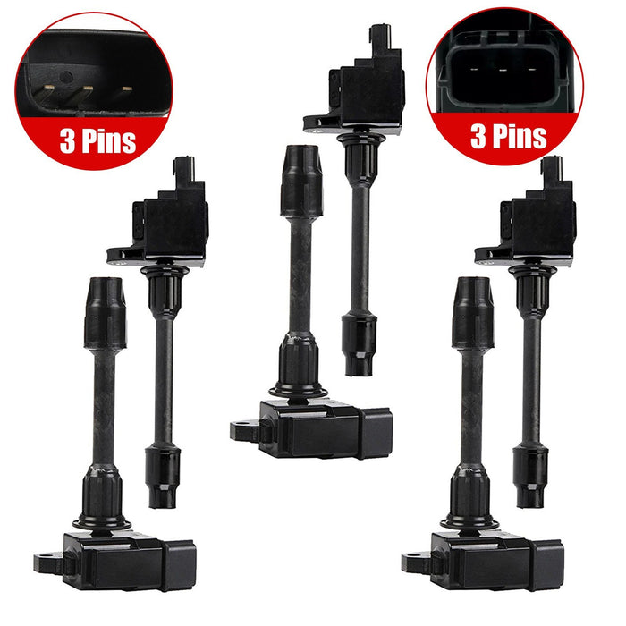 DURAFORCE 6Pcs Ignition Coils For Nissan Maxima Infiniti I30 3.0L 2000-2001 UF363+UF348