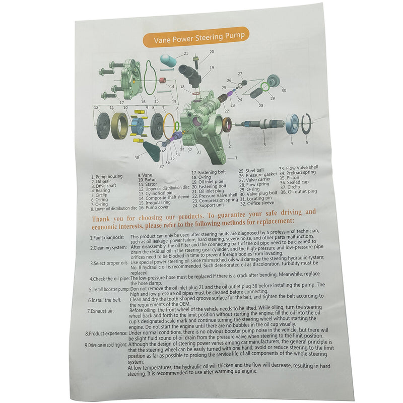 DURAFORCE Power Steering Pump 8971295930 Fit For Isuzu D-MAX Pickup 2.5L 8972149951